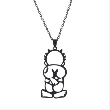 Schwarze Palästina-Jungen-Rückenkette mit Anhänger – Luxus-Trendschmuck, Geschenk für Damen und Herren
