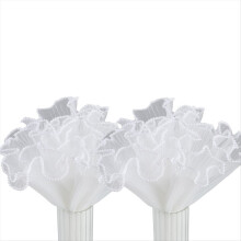 2er-Pack 4,5 Yards weißes Blumengeschenkpapier mit Perlenrand, Netzgarn mit Wellenmuster