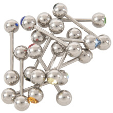 12 x Kristall-Zungen- und Brustwarzenpiercing-Stabring-Hantel