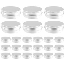48 latas de aluminio plateadas de 1 oz con tapa de rosca redonda y tapa.