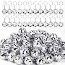 Conjunto de 50 Mini Chaveiros Bola de Discoteca, Chaveiros Espelhados para Lembrancinhas dos Anos 70 e 80