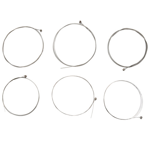 Conjunto de 6 cordas brancas niqueladas com ponta esférica (0,008-0,038 polegadas) para guitarra.