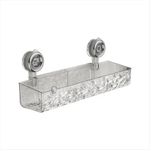 Estante con ventosa, diseño de glaciar, ligero y lujoso, sin taladros, organizador de ducha para baño, transparente, largo