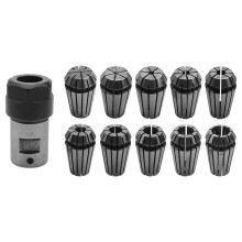 Conjunto de 10 pinças de mola ER16 + suporte de haste de extensão de 8 mm para eixo de motor, ferramenta para torno CNC e máquina de gravação.