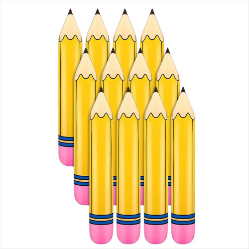 Conjunto de 12 Lápis Infláveis Gigantes de 68,5 cm (27 Polegadas) para Lembrancinhas de Aniversário e Decoração de Sala de Aula 1