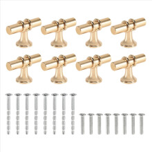 Conjunto de 8 puxadores de gaveta estilo europeu, na cor champanhe dourado, para armários e gavetas.