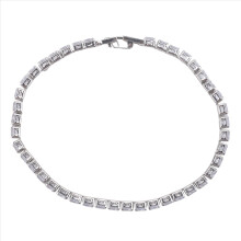 Pulseira de tênis com zircônia cúbica em uma fileira, unissex, em latão/cobre, com fecho prateado.