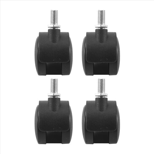 Rodízio giratório de plástico com haste de rosca de 8 mm e roda de 1,5 polegadas de diâmetro (4 peças) - Preto 2