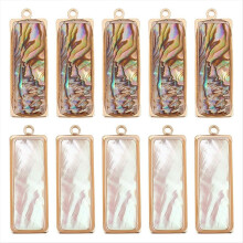 10 colgantes de concha de abulón de 2 colores, dijes naturales, colgantes rectangulares marinos