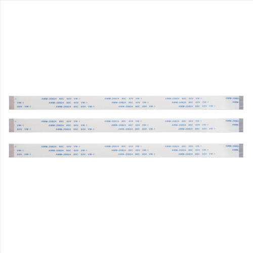 Conjunto de 3 cabos planos flexíveis de 24 pinos com passo de 0,5 mm e comprimento de 200 mm.