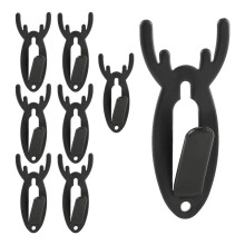 Conjunto de 8 ganchos em formato de crânio de veado, suporte de aço com encaixe europeu, fácil instalação para sala de estar e quarto.