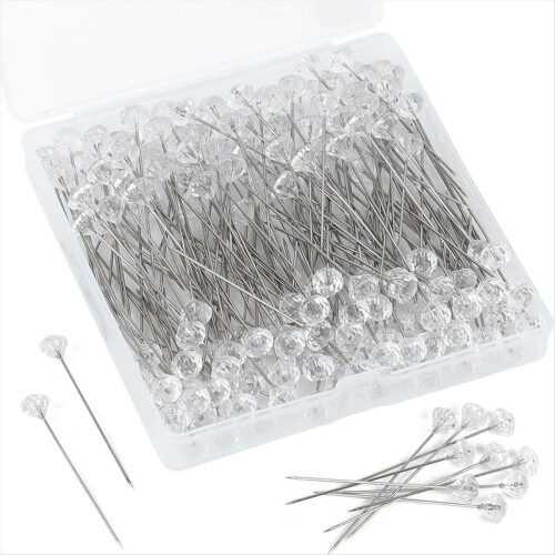 Alfinete para buquê de flores de 2 polegadas com strass para acessórios de noiva, artesanato e costura DIY.