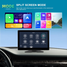 Tragbarer Multimedia-Player mit 10,1-Zoll-Touchscreen, kabellosem CarPlay und Android Auto, 4K-DVR und Dashcam (ohne Kamera)