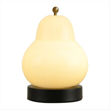 Abajur de mesa em vidro em formato de pera, ideal para cabeceira, quarto, escritório, sala de estar, luz noturna decorativa, cor amarelo-leite.