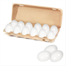 Conjunto de 12 Ovos de Madeira Pintados para Decoração de Páscoa (Falsos ou Não) - Brancos - Ideais para Artesanato e Decoração de Páscoa