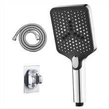 Chuveiro portátil de alta pressão com 3 modos, prateado, para spa, chuva, com misturador, acessórios para banheiro, ideal para camping e banho.
