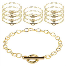 Conjunto de 12 pulseiras de corrente para confecção de joias, corrente feminina, elos com fecho de alternância OT, douradas.