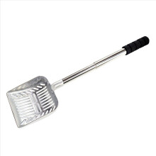 Pá retrátil para areia de gato, acessório de limpeza para animais de estimação, com tela de metal grande.