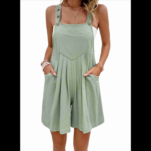 Kurze, einfarbige Latzhose, hellgrün, XL