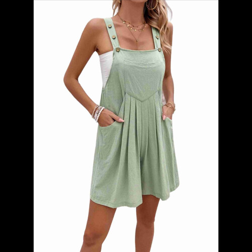 Kurze, einfarbige Latzhose, hellgrün, XL 2