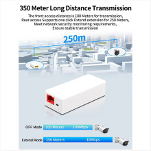 2-Port-PoE-Repeater 10/100 Mbit/s, 1-zu-1-PoE-Extender mit IEEE 802.3af/at Plug&Play, 48 V, für Switch, NVR, IP-Kamera und Access Point
