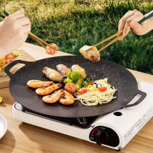 Grelha plana antiaderente de 30 cm para camping, churrasco coreano e carnes.