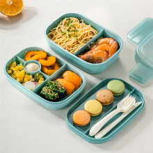 Stapelbare Bento-Lunchbox für Erwachsene, 3-lagig, auslaufsicher, All-in-1-Lunchbox mit Besteck-, Soßen- und Dressingbehältern