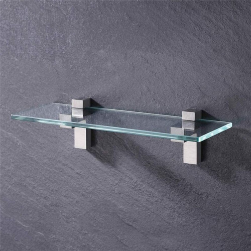 4Pcs Solid Metal Adjustable Wood/Glass Shelf Bracket Wall Mount, Brushed Silver