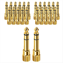 50 Stück 6,5 mm 1/4-Zoll-Klinkenstecker (männlich) auf 3,5-mm-Klinkenbuchse (weiblich) Audiokabeladapter Stereo Reinkupferstecker