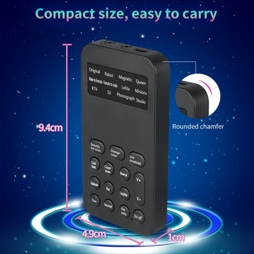 Modulador de voz S9 com 12 opções de modulação e funções ajustáveis para microfone e placa de som de celular e computador. 2