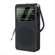 -99 kannettava täyden kaistan radio mini FM AM SW -vastaanotin tehokkaalla kaiuttimella ja LED-valolla, langallisilla kuulokkeilla
