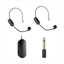 Conjunto de microfone de lapela sem fio 2.4G para cabeça, com transmissor e receptor para amplificador de voz, para 1 ou 2 alto-falantes.