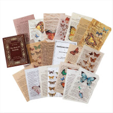 Retro-Nachzeichnungsbuchseiten-Materialpapier, alte Zeitungen, dekorativer Schmetterling