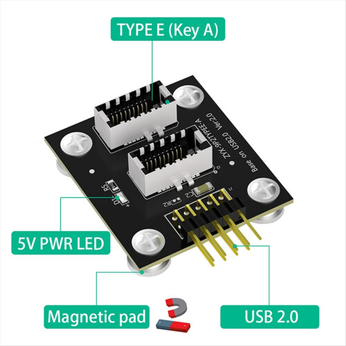 Dual-USB-3.1-Frontpanel-Buchse Key-A Typ-E auf 2.0 9-Pin-Mainboard-Header-Stecker-Verlängerungskabeladapter 2