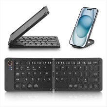 Mini opvouwbaar draadloos Bluetooth-toetsenbord (synchroniseer tot 3 apparaten), draagbaar en opvouwbaar voor Android, zwart