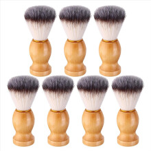 Conjunto de 7 Pincéis de Barbear Masculinos com Cabo de Madeira, Ferramentas de Salão de Beleza com Cabo Artesanal para Barbear e Cabelo