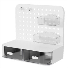 Hakenschubladen-Typ Lochbrett Kleiner Kartenständer Display Desktop-Idol-Aufbewahrungsbox Schreibtisch Schreibwarenorganisation Aufbewahrung,A