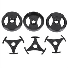 Conjunto de 6 adaptadores pretos em ABS para discos de vinil de 7 polegadas e 45 RPM com furo central para toca-discos.