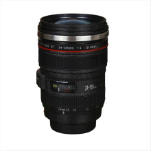 Caneca de aço inoxidável com misturador automático de café, lente de câmera, multiuso, presente personalizado para fotógrafos