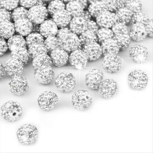 150 peças de contas de strass de 10 mm para confecção de joias, pulseiras, colares e brincos com argila brilhante.
