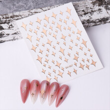 Conjunto de 9 Adesivos Coloridos de Estrelas para Unhas, Autoadesivos, Prateados, para Decoração e Design.