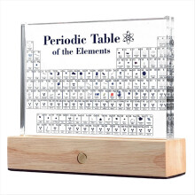 Tabla periódica con elementos reales en su interior, de elementos, expositor acrílico con 83 muestras