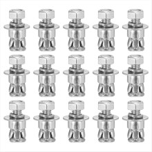Anclajes de tuerca hexagonal de 1/4" x 5/8" (paquete de 50), ideales para paredes de hormigón, ladrillo seco, bloques, acero al carbono y plata.