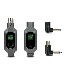 Transmisor y receptor de micrófono inalámbrico conectado a un sistema XLR para micrófono de condensador dinámico de 48 V.