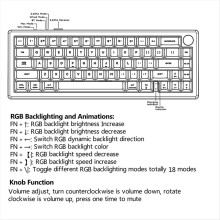 Kit de teclado mecânico GMK67, hot-swappable, 3 módulos, Bluetooth 2.4G sem fio, retroiluminação RGB, estrutura com encaixe, branco.