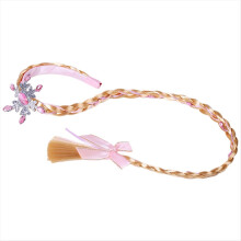 Prinzessinnen-Perücken, lange geflochtene Perücken-Haarbänder für Mädchen, Cosplay-Haarschmuck, rosa