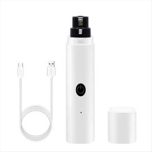 Cortaúñas eléctrico para perros, recargable por USB, con luz LED, silencioso, para patas de gato, color blanco