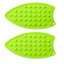 Mini suporte de ferro de passar roupa em silicone resistente ao calor, portátil, ideal para viagens e trabalhos de patchwork. Verde.