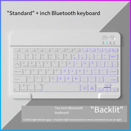 Teclado Bluetooth portátil mini de 10 polegadas com retroiluminação e função mudo para celulares, tablets e laptops. 2