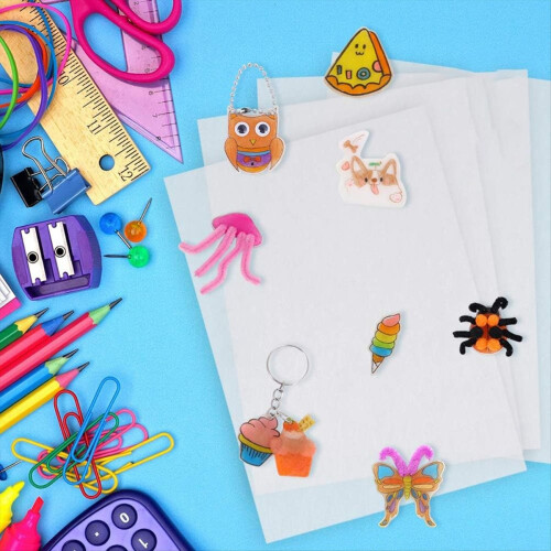 20 folhas de plástico termoencolhível lixado, filmes e papéis para artesanato infantil, 7,9 x 5,7 polegadas / 14,5 cm 2